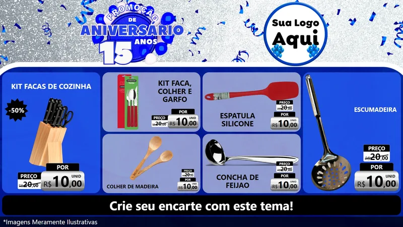 Modelo de TV para TV Horizontal com o tema Promoção de Aniversário - 15 Anos para Utilidades Domésticas