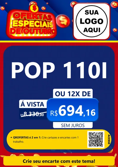 Modelo de Cartaz para Cartaz A4 Vertical com o tema Ofertas Especiais de Outubro para Concessionaria de Motos