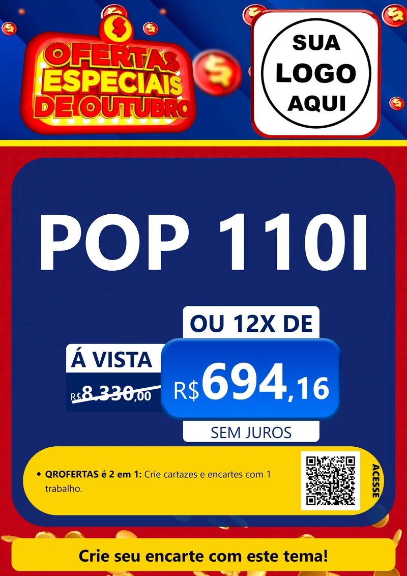Modelo de Cartaz para Cartaz A4 Vertical com o tema Ofertas Especiais de Outubro para Concessionaria de Motos