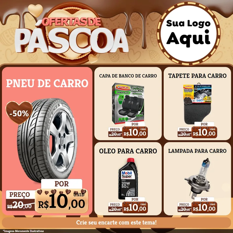 Modelo de Rede Social para Feed Facebook com o tema Ofertas de Páscoa para Auto peças