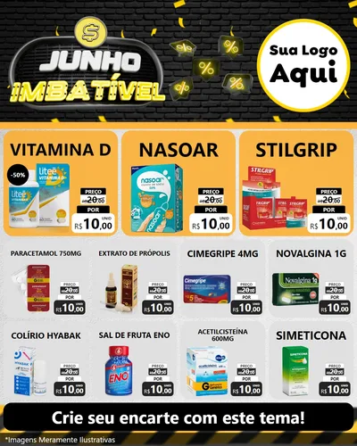Modelo de Rede Social para Feed Instagram com o tema Junho Imbatível para Farmácia