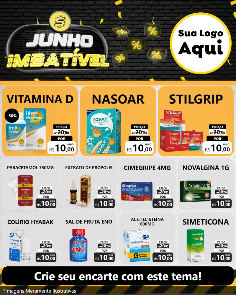 Modelo de Rede Social para Feed Instagram com o tema Junho Imbatível para Farmácia