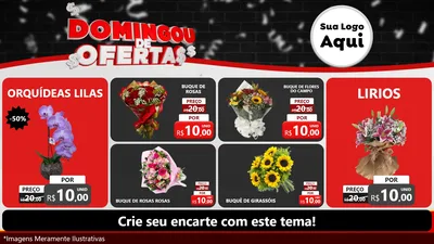 Modelo de TV para TV Horizontal com o tema Domingou de Ofertas para Floricultura e jardim