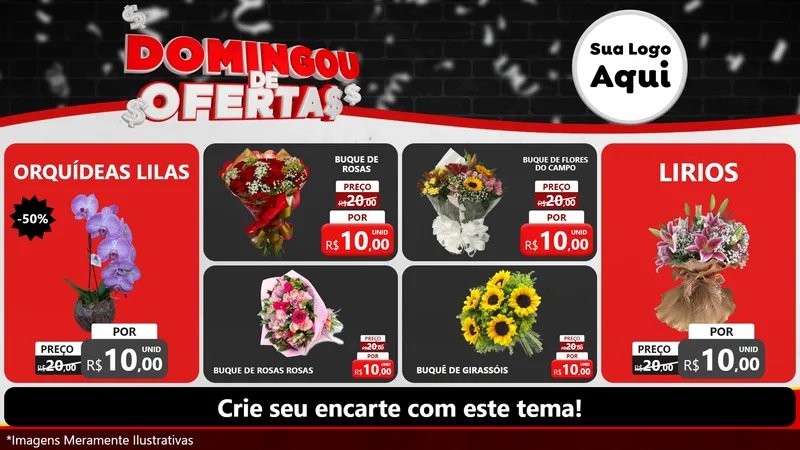 Modelo de TV para TV Horizontal com o tema Domingou de Ofertas para Floricultura e jardim