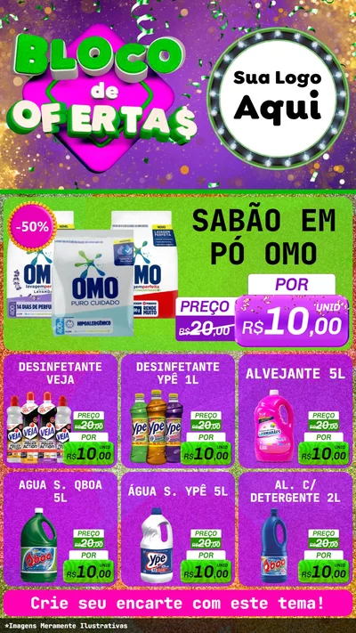 Modelo de Rede Social para Stories com o tema Bloco de Ofertas para Produtos de Limpeza
