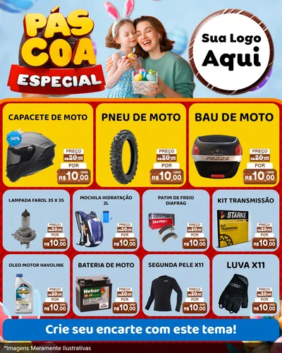 Modelo de Rede Social para Feed Instagram com o tema Páscoa Especial para Moto peças