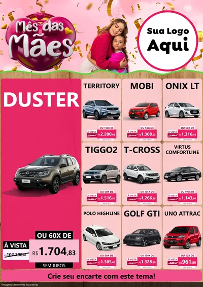 Modelo de Encarte para Encarte A4 Vertical com o tema Mês das Mães para Concessionaria de Carros