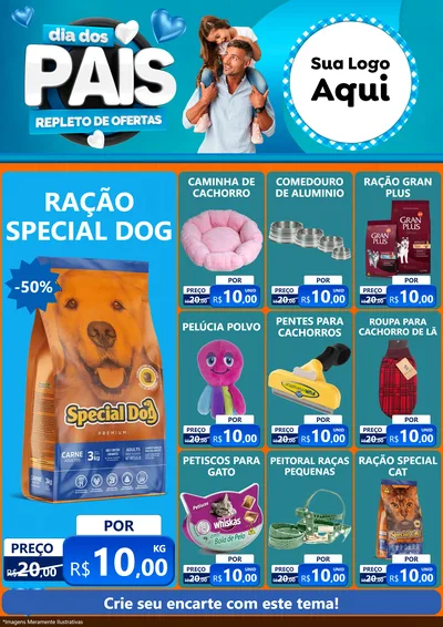 Modelo de Encarte para Encarte A4 Vertical com o tema Dia Dos Pais Repleto de Ofertas para Pet Shop