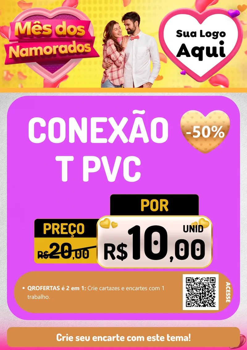 Modelo de Cartaz para Cartaz A4 Vertical com o tema Mês dos Namorados para Tubos e conexões