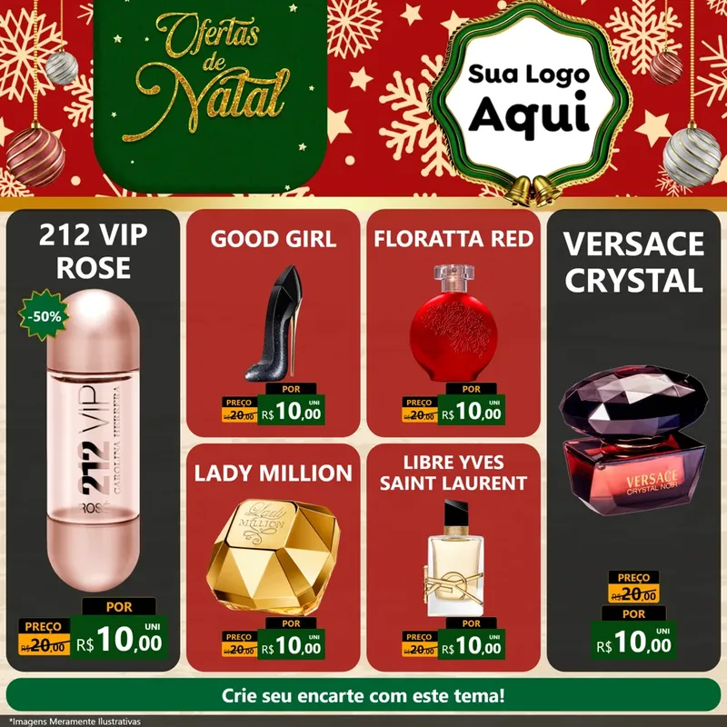 Modelo de Rede Social para Feed Facebook com o tema Natal de Ofertas para Perfumes
