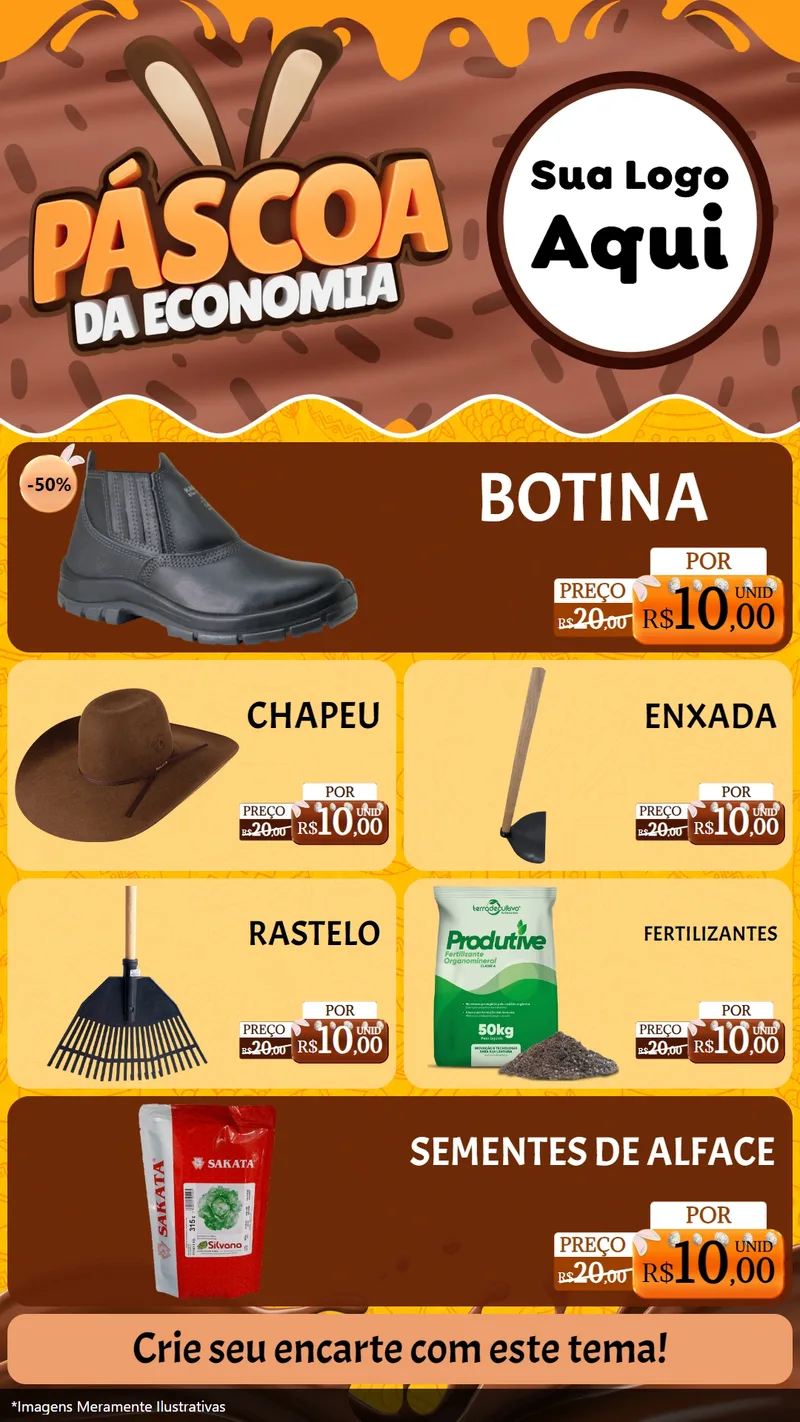 Modelo de TV para TV Vertical com o tema Páscoa da Economia para Agropecuária