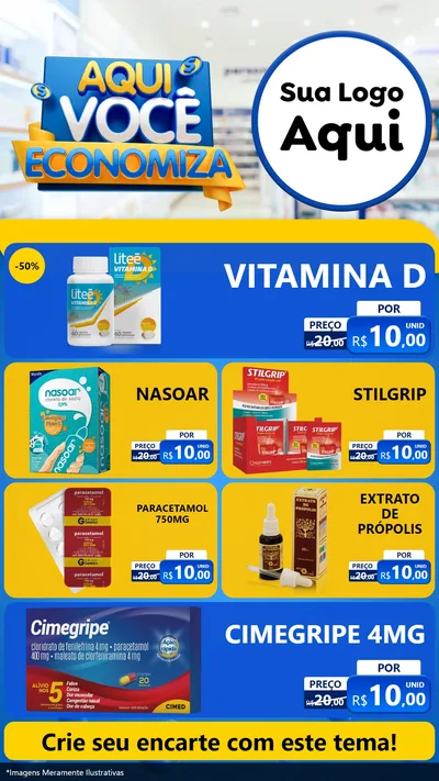 Modelo de TV para TV Vertical com o tema Aqui Você Economiza para Farmácia