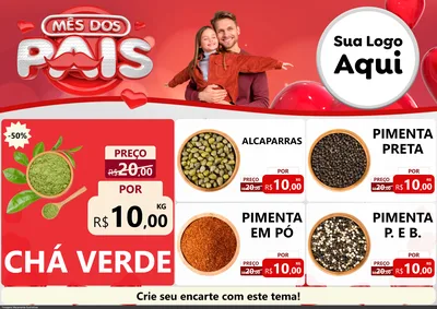 Modelo de Encarte para Encarte A4 Horizontal com o tema Mês dos Pais para Produtos Naturais