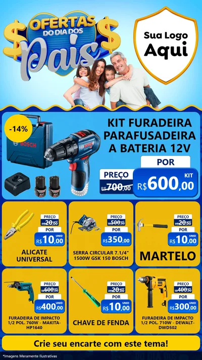 Modelo de Rede Social para Stories com o tema Ofertas do Dia dos Pais para Maquinas e Ferramentas
