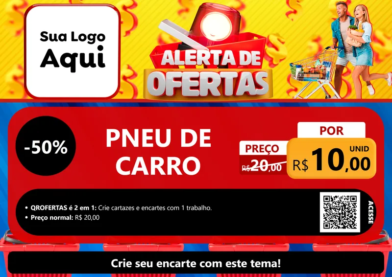 Modelo de Cartaz para Cartaz A4 Horizontal com o tema Alerta de Ofertas para Auto peças