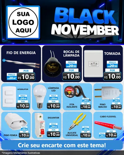 Modelo de Rede Social para Feed Instagram com o tema Black November para Materiais Elétricos