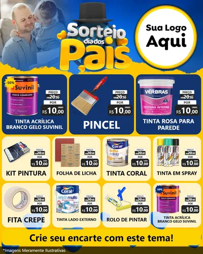 Modelo de Rede Social para Feed Instagram com o tema Sorteio Dia Dos Pais para Tintas e Ferramentas