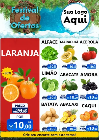 Modelo de Encarte para Encarte A4 Vertical com o tema Festival de Ofertas - Inverno para Hortifrúti