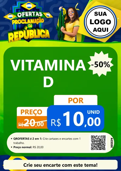 Modelo de Cartaz para Cartaz A4 Vertical com o tema Ofertas Proclamação da República para Farmácia