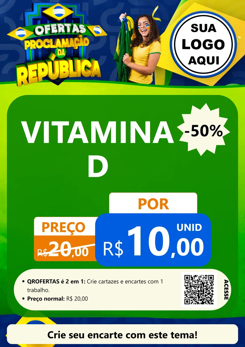 Modelo de Cartaz para Cartaz A4 Vertical com o tema Ofertas Proclamação da República para Farmácia