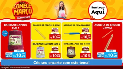 Modelo de TV para TV Horizontal com o tema Comece Março Economizando para Armarinho e Aviamentos