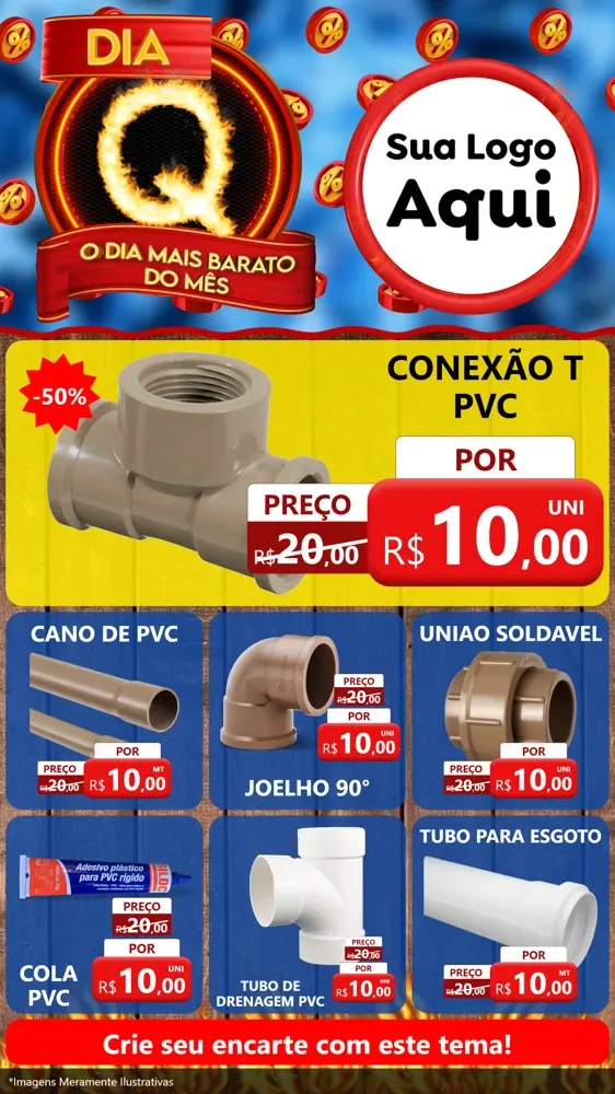 Modelo de Rede Social para Stories com o tema Dia Q - O Dia Mais Barato Do Mês para Tubos e conexões