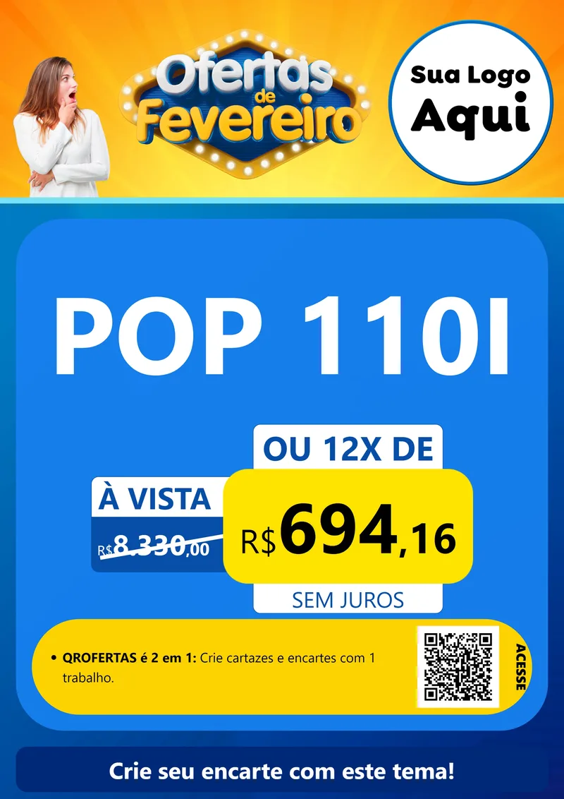 Modelo de Cartaz para Cartaz A4 Vertical com o tema Ofertas de Fevereiro para Concessionaria de Motos