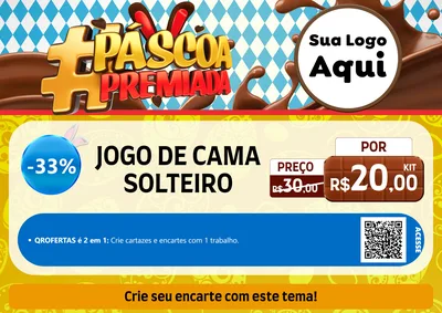 Modelo de Cartaz para Cartaz A4 Horizontal com o tema Páscoa Premiada para Cama, Mesa e Banho