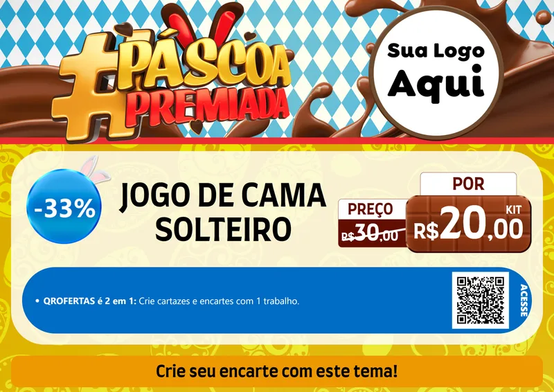 Modelo de Cartaz para Cartaz A4 Horizontal com o tema Páscoa Premiada para Cama, Mesa e Banho