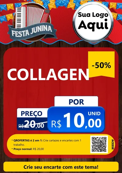 Modelo de Cartaz para Cartaz A4 Vertical com o tema Festa Junina para Suplementos alimentares