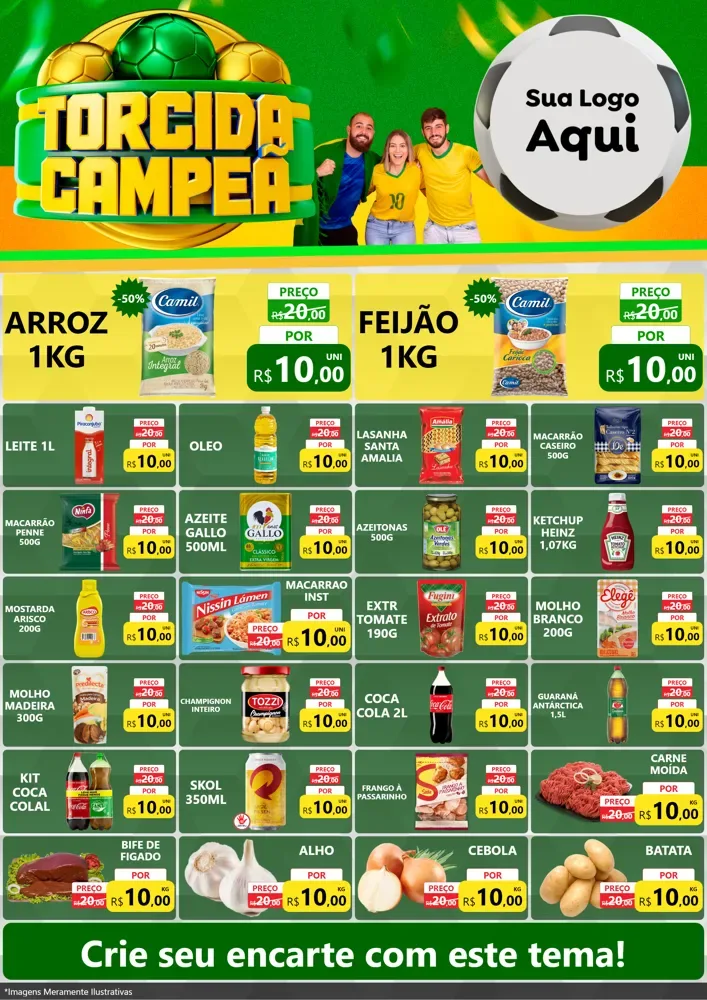 Modelo de Encarte para Encarte A4 Vertical com o tema Torcida Campeã - Copa para Supermercado