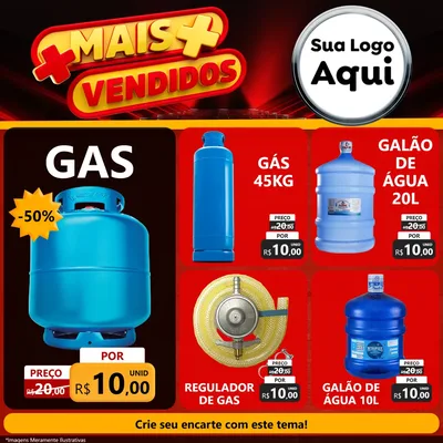 Modelo de Rede Social para Feed Facebook com o tema Mais Vendidos para Água e gás