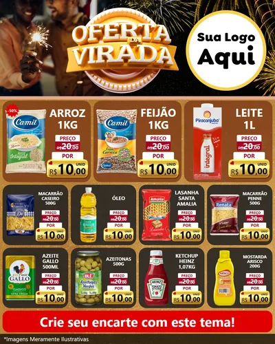Modelo de Rede Social para Feed Instagram com o tema Oferta da Virada para Supermercado