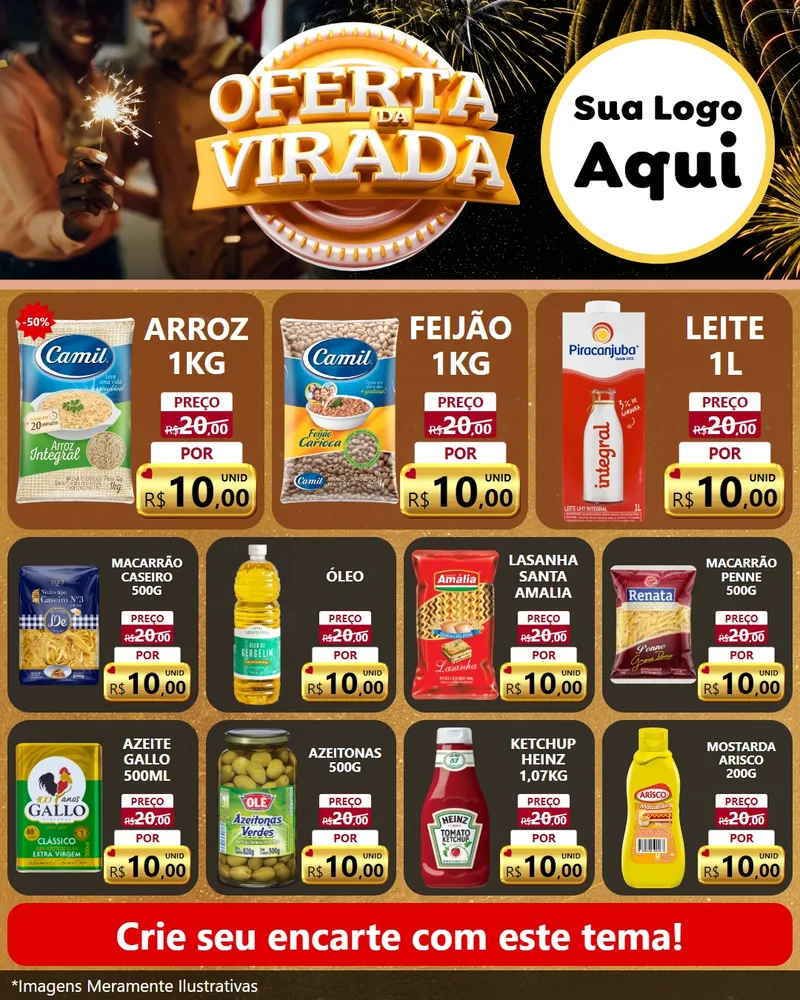Modelo de Rede Social para Feed Instagram com o tema Oferta da Virada para Supermercado