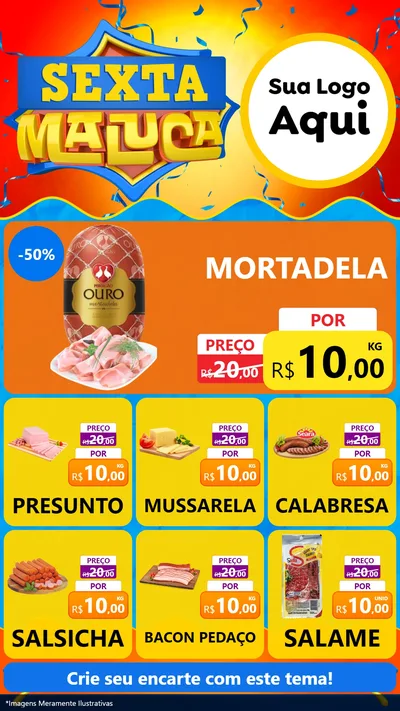 Modelo de Rede Social para Stories com o tema Sexta Maluca para Frios e Laticínios