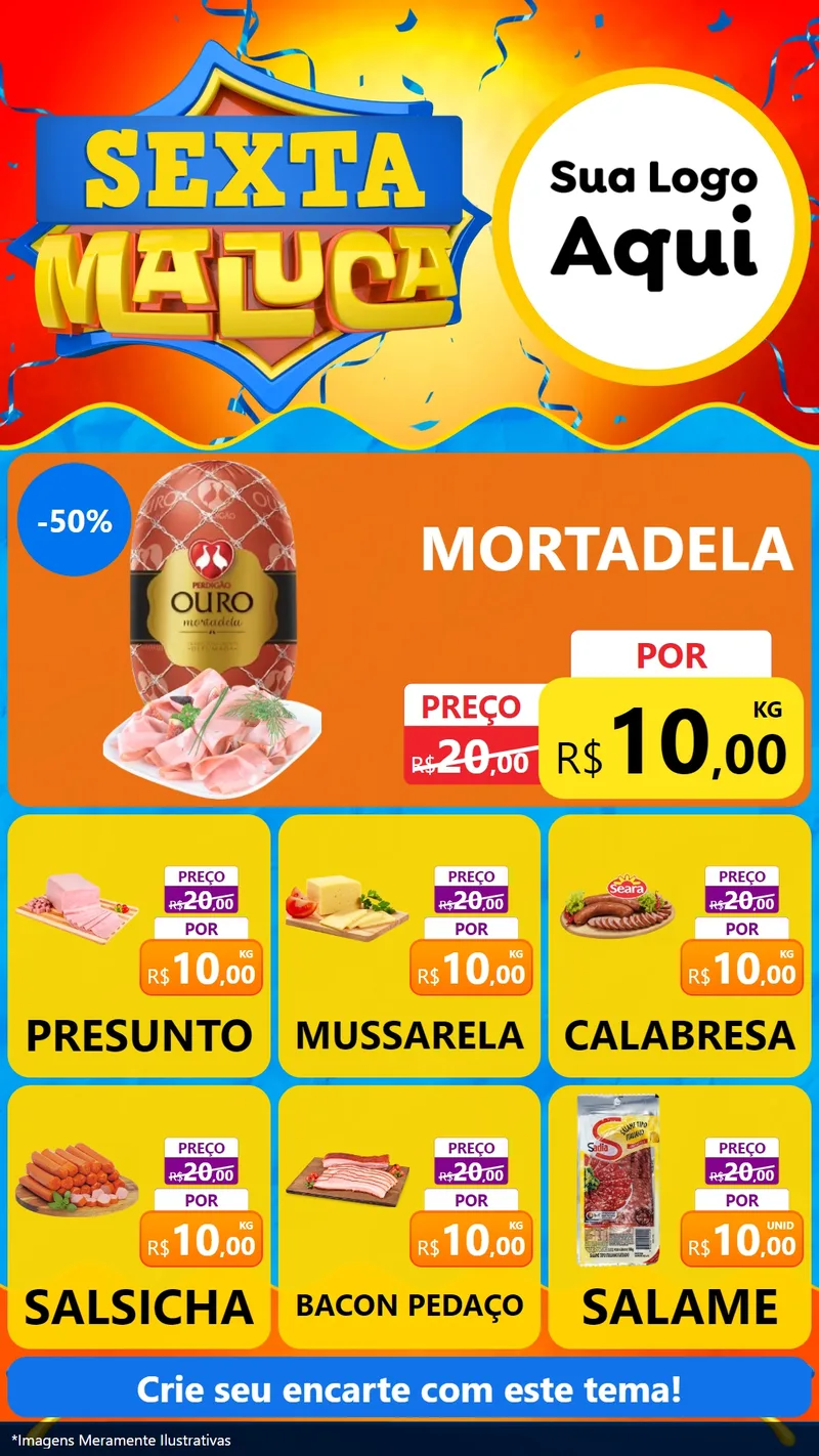 Modelo de Rede Social para Stories com o tema Sexta Maluca para Frios e Laticínios