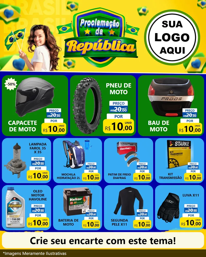 Modelo de Rede Social para Feed Instagram com o tema Proclamação da República para Moto peças