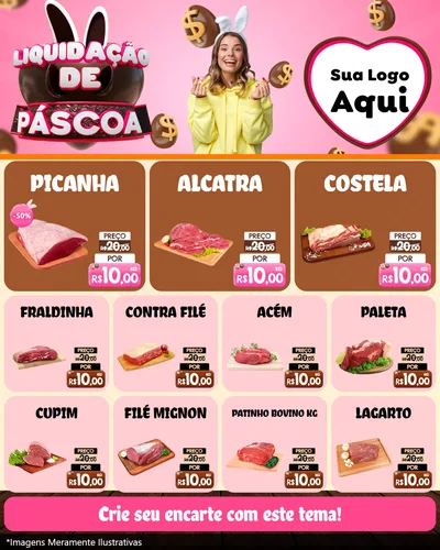 Modelo de Rede Social para Feed Instagram com o tema Liquidação de Páscoa para Açougue