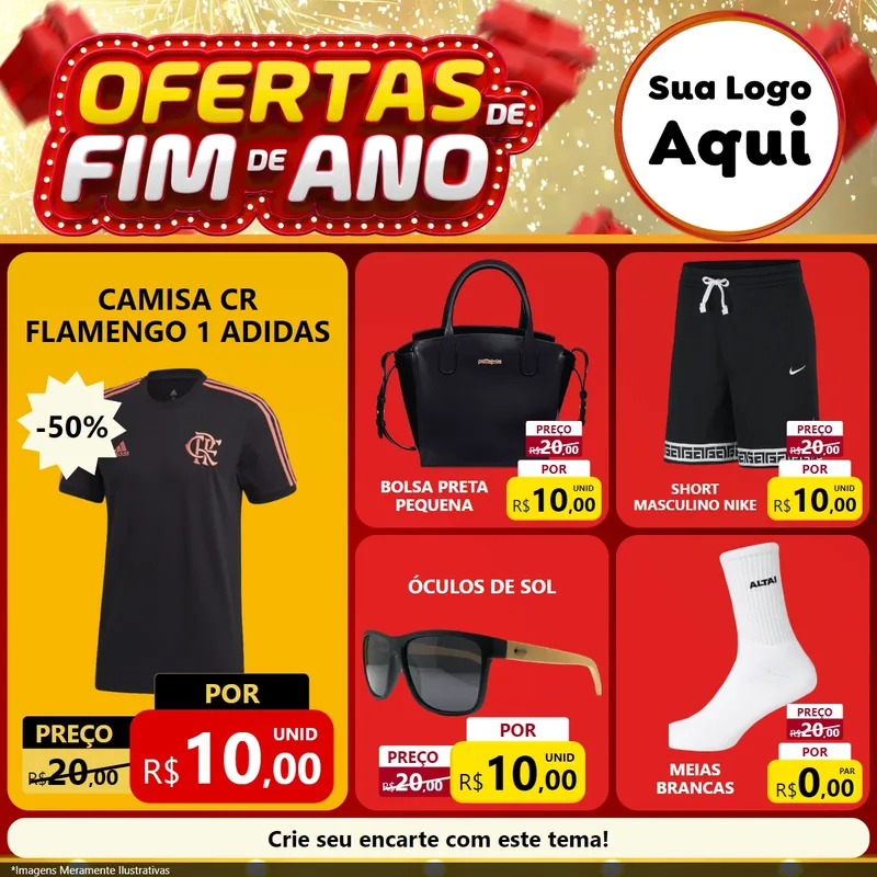 Modelo de Rede Social para Feed Facebook com o tema Ofertas de Fim de Ano para Roupas e acessórios