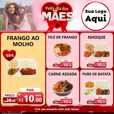 Modelo de Rede Social para Feed Facebook com o tema Feliz Dia Das Mães para Restaurante