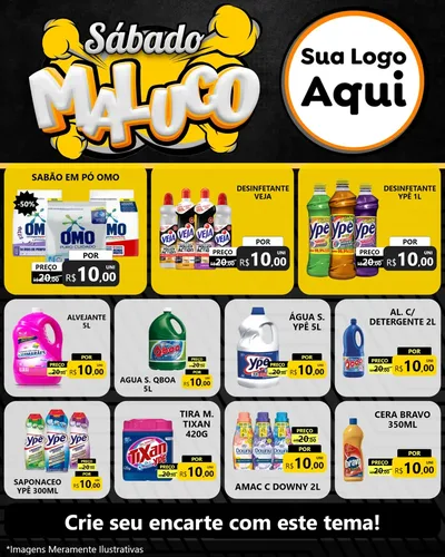 Modelo de Rede Social para Feed Instagram com o tema Sábado Maluco para Produtos de Limpeza