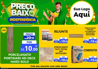 Modelo de Encarte para Encarte A4 Horizontal com o tema Preço Baixo de Independência para Pisos e revestimentos
