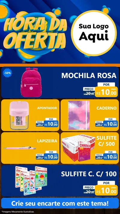 Modelo de TV para TV Vertical com o tema Hora da Oferta para Papelaria