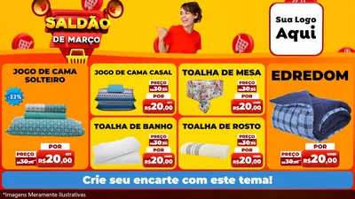Modelo de TV para TV Horizontal com o tema Saldão de Março para Cama, Mesa e Banho