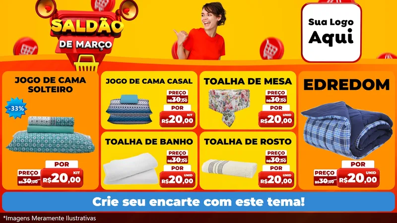 Modelo de TV para TV Horizontal com o tema Saldão de Março para Cama, Mesa e Banho