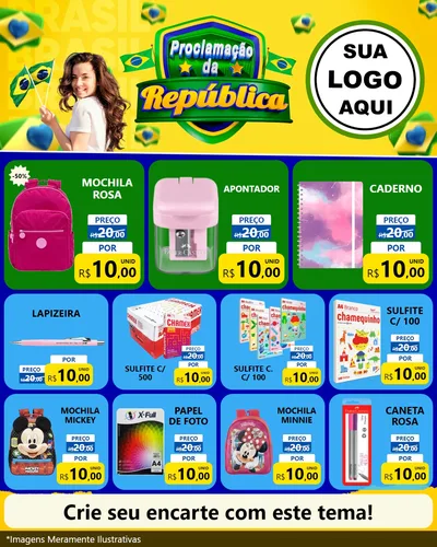 Modelo de Rede Social para Feed Instagram com o tema Proclamação da República para Papelaria