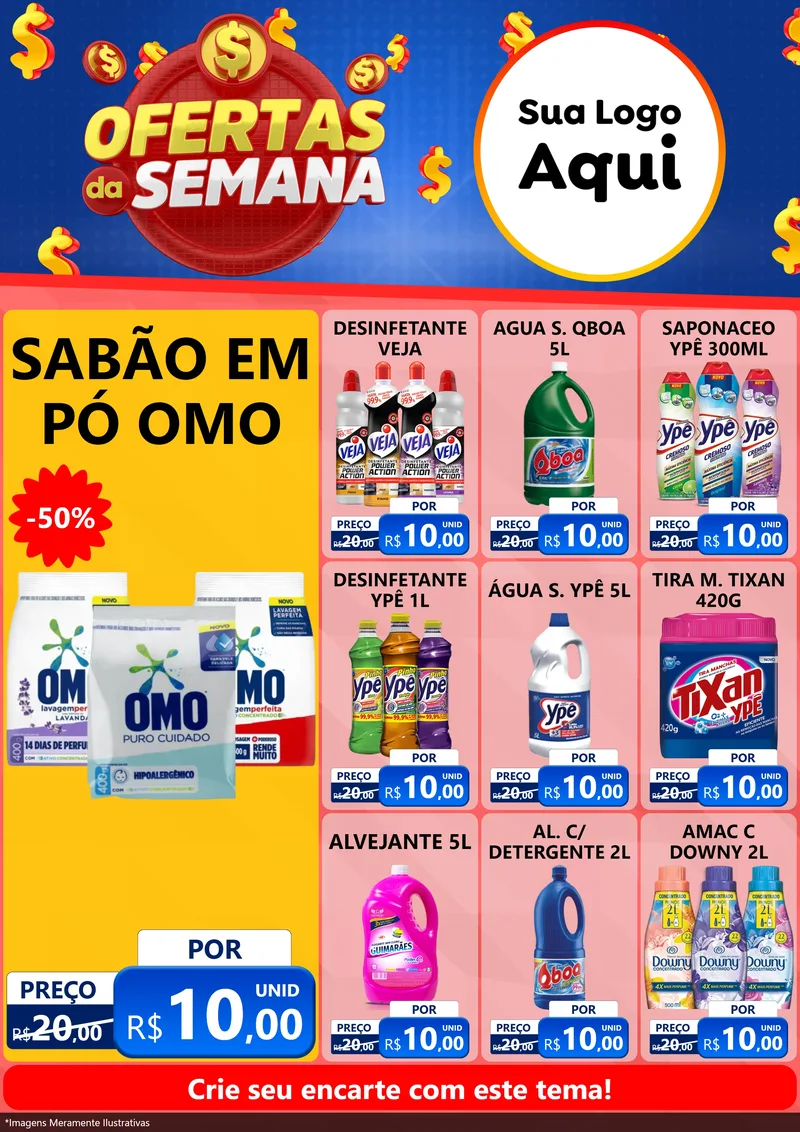 Modelo de Encarte para Encarte A4 Vertical com o tema Ofertas Da Semana para Produtos de Limpeza