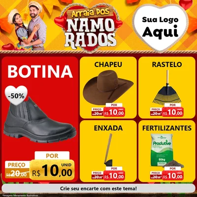 Modelo de Rede Social para Feed Facebook com o tema Arraiá dos Namorados para Agropecuária