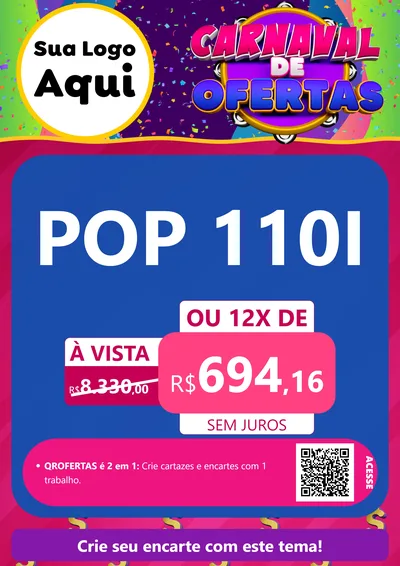 Modelo de Cartaz para Cartaz A4 Vertical com o tema Carnaval de Ofertas para Concessionaria de Motos
