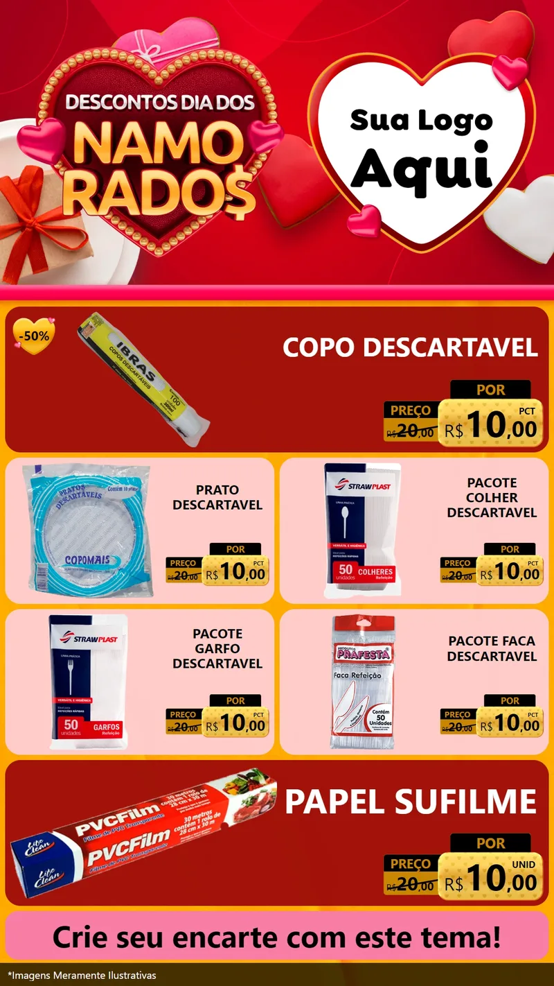 Modelo de TV para TV Vertical com o tema Descontos Dia dos Namorados para Embalagens